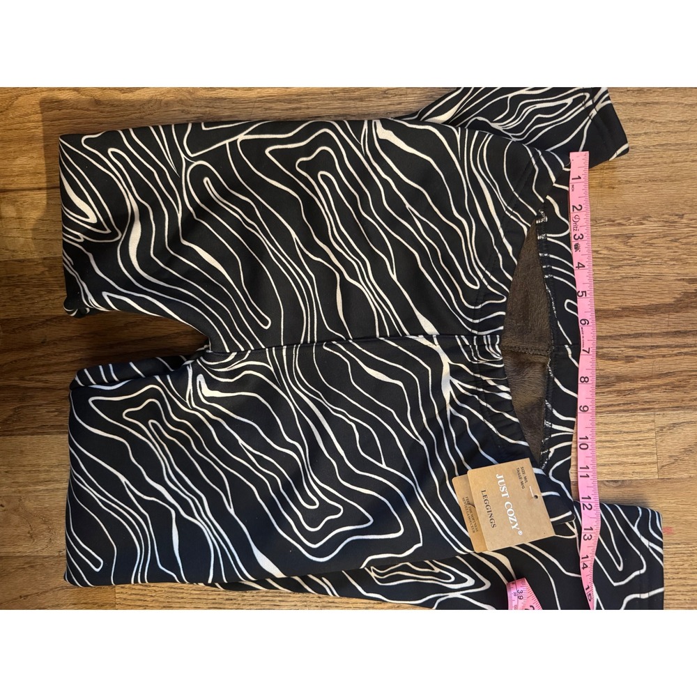 Just Cozy Black White Swirl Fleece Lined Leggings 8-Way Stretch NWT M/L - Picture 3 of 7